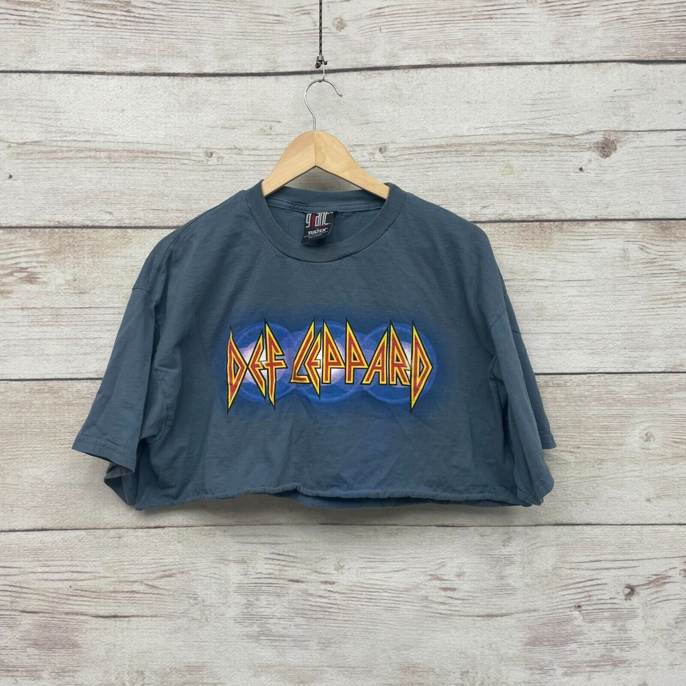 Def Leppard T-Shirt Euphoria 90s crop double sided concert band XL Vintage Giant
